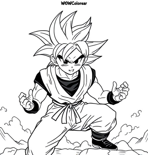 dibujos para colorear goku entrenando