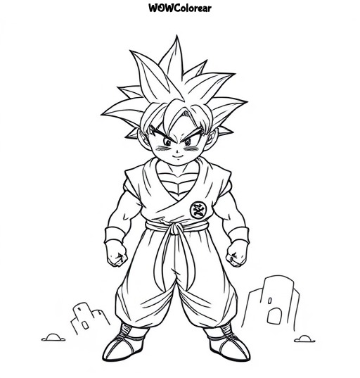 dibujos para colorear Goku de pie